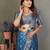 teal satin bandhej printed saree with blouse