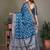 teal satin bandhej printed saree with blouse
