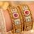 Multicolor copper bangles with bar stone & kundan     2 pcs