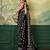 Black & White color digital print with mirror work chinon silk saree with blouse