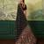 Black color digital print with mirror work chinon silk saree with blouse