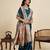 Teal blue color embroidery with  zari work sartin silk saree with blouse