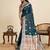 Teal blue color embroidery with  zari work sartin silk saree with blouse