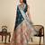 Teal blue color embroidery with  zari work sartin silk saree with blouse