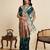 Dark green color embroidery with  zari work sartin silk saree with blouse