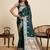 Dark green color embroidery with  zari work sartin silk saree with blouse