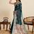 Dark green color embroidery with  zari work sartin silk saree with blouse