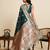 Dark green color embroidery with  zari work sartin silk saree with blouse