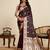 Maroon color embroidery with  zari work sartin silk saree with blouse
