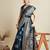 Blue color embroidery with  zari work sartin silk saree with blouse