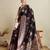 wine color embroidery with  zari work satin saree with blouse
