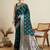 Dark green color embroidery with  zari work sartin silk saree with blouse