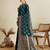 Dark green color embroidery with  zari work sartin silk saree with blouse
