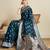 teal blue color embroidery with  zari work satin saree with blouse