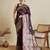 wine color embroidery with  zari work satin saree with blouse
