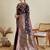 wine color embroidery with  zari work satin saree with blouse