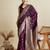 wine color embroidery with  zari work satin saree with blouse