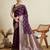 wine color embroidery with  zari work satin saree with blouse
