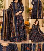 Women’s Pure Cotton kalamkari Printed 3 Piece Skirt Top Dupatta Set | Ethnic Wear