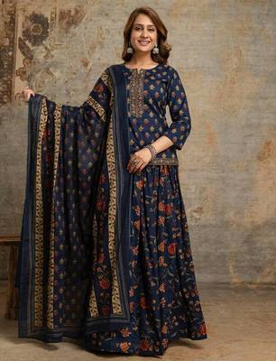 Women’s Pure Cotton kalamkari Printed 3 Piece Skirt Top Dupatta Set | Ethnic Wear 2