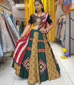 Green Mirror Navratri Lehnega Choli With Dupatta
