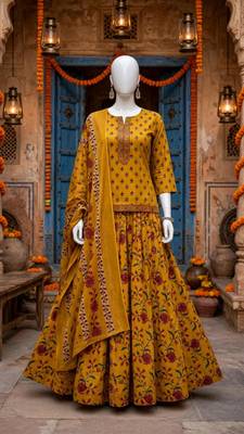 Women’s Pure Cotton Printed 3 Piece Skirt Top Dupatta Set | Ethnic Wear 2