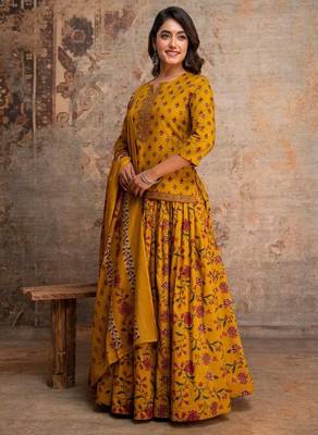 Women’s Pure Cotton Printed 3 Piece Skirt Top Dupatta Set | Ethnic Wear 3
