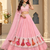 Peach Digital Print Mirror Work Georgette Lehenga Choli