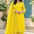 yellow color thread and lace work organza salwar kameez set