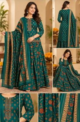 Women’s Pure Cotton Printed 3 Piece Skirt Top Dupatta Set | Ethnic Wear 1