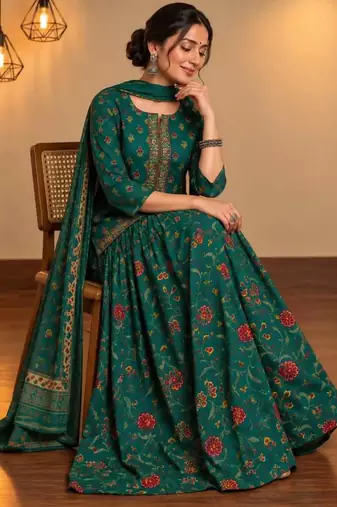 Women’s Pure Cotton Printed 3 Piece Skirt Top Dupatta Set | Ethnic Wear