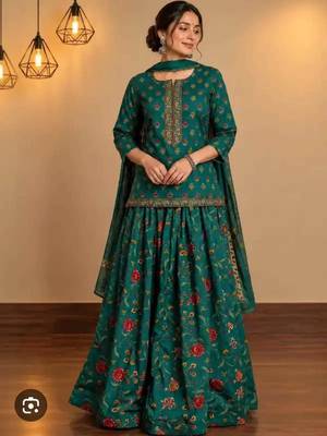 Women’s Pure Cotton Printed 3 Piece Skirt Top Dupatta Set | Ethnic Wear 3