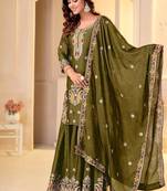 Mehendi rangoli crush  party  embroidery wear  sharara suit set