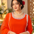orange color beads and lace work crepe salwar kameez set