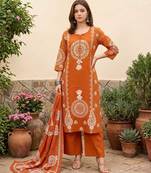 WOMEN PURE COTTON PRINTED  BANDHEJ PRINT WITH HAND WORK KURTA WITH PANT AND DUPATTA 