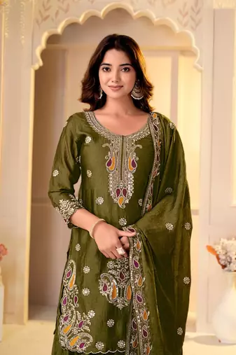 Mehendi rangoli crush  party  embroidery wear  sharara suit set