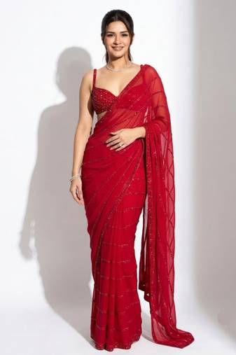 Red Georgette Saree