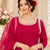 rani pink color beads and lace work crepe salwar kameez set