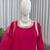 rani pink color beads and lace work crepe salwar kameez set