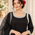 black color beads and lace work crepe salwar kameez set