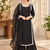 black color beads and lace work crepe salwar kameez set