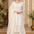 white color beads and lace work crepe salwar kameez set