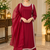 maroon color beads and lace work crepe salwar kameez set