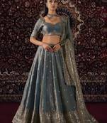 Grey Zari Embroidery Silk Function Wear Lehenga Choli