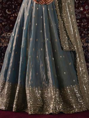 Grey Zari Embroidery Silk Function Wear Lehenga Choli 5