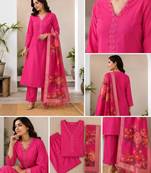 WOMEN PURE COTTON SILK WITH INEER ATTCHED WITH PANT AND BNARASI DUPATTA 