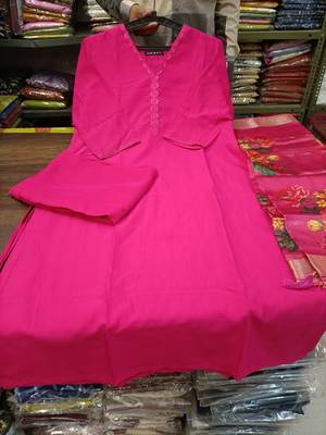 WOMEN PURE COTTON SILK WITH INEER ATTCHED WITH PANT AND BNARASI DUPATTA  2