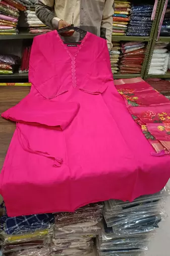 WOMEN PURE COTTON SILK WITH INEER ATTCHED WITH PANT AND BNARASI DUPATTA 