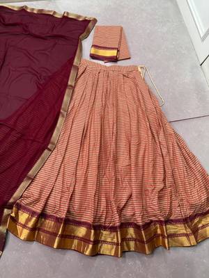 Women's Kanchi Cotton Checked Semi-Stitched Lehenga Choli with Georgette Dupatta 5