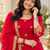 red color thread and sequence work faux georgette salwar kameez set